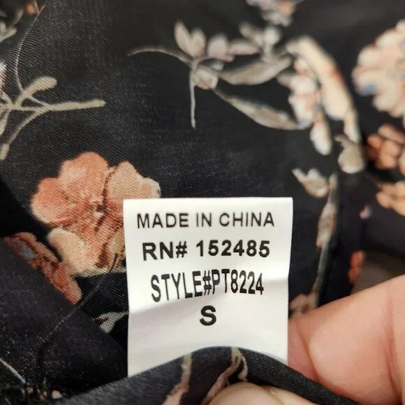 Papermoon Black Floral Empire Waist Long Sleeve Blouse New With Tags Women's S - Picture 12 of 12